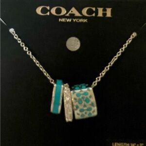 Christmas Special!Coach Silver Necklace with Blue Accents. New